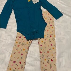 Okie Dokie Blue and Cream Bodysuit Set